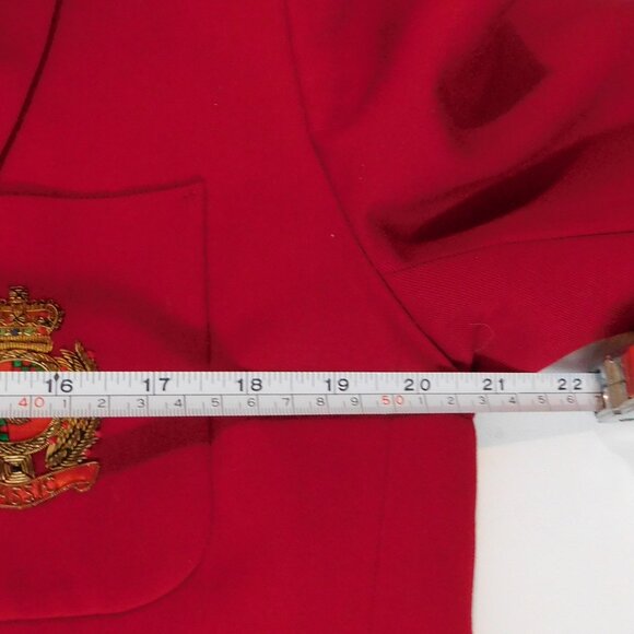 Red Wool Double Crested Logo Blazer Size 14P Charter Club Gold Buttons Vintage - Picture 9 of 10